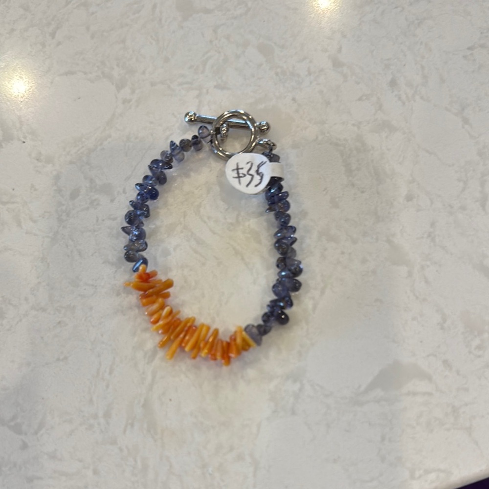 Blue and Orange Beaded Bracelet